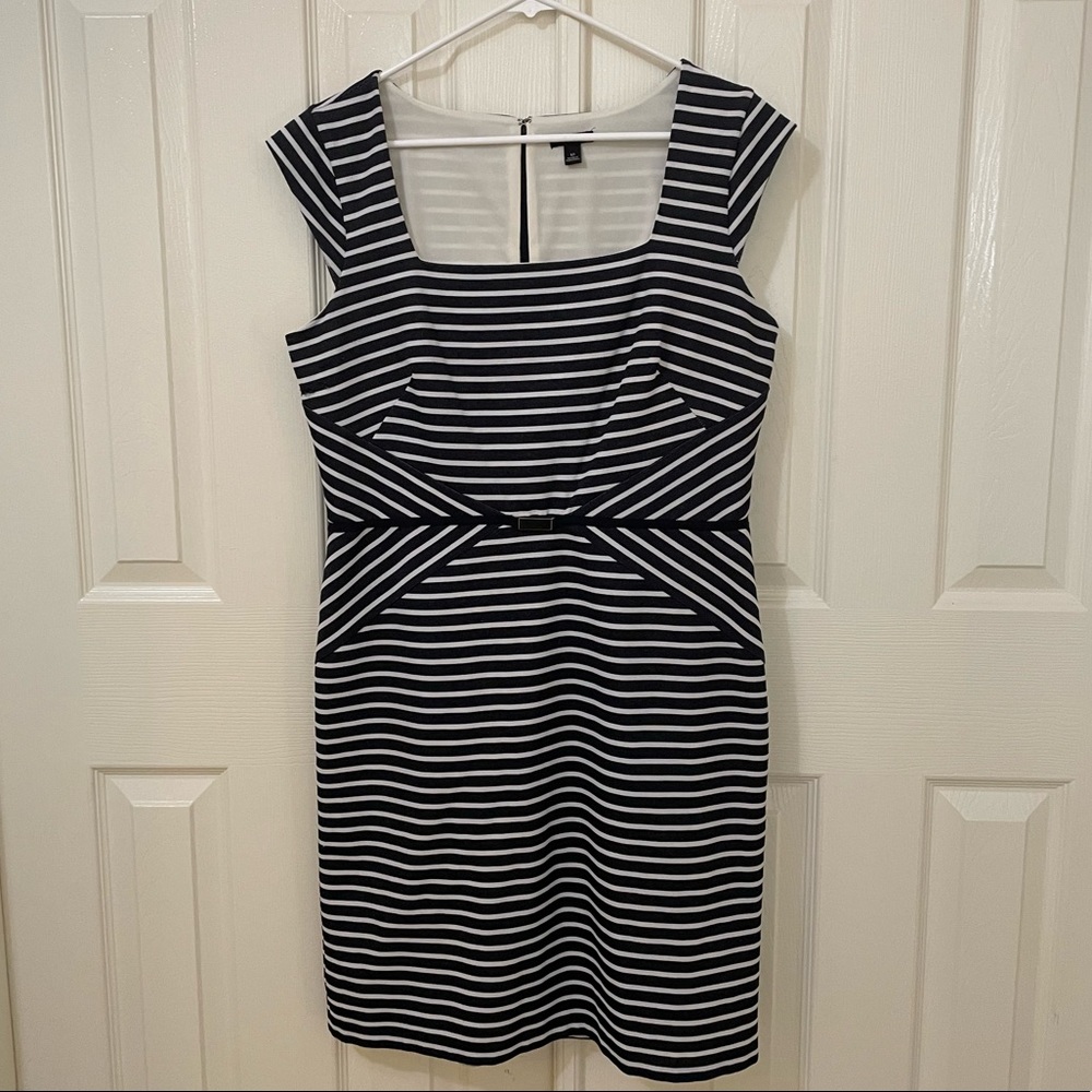 Ann Taylor, black and white striped dress, size 12